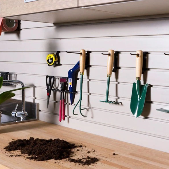 Panel de listones para pared de garaje, sistema de almacenamiento, organizador para el hogar