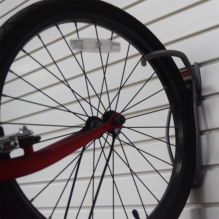 Gancho de bicicleta Slatwall, suspensión, accesorios de Metal, ganchos de bicicleta con revestimiento de goma