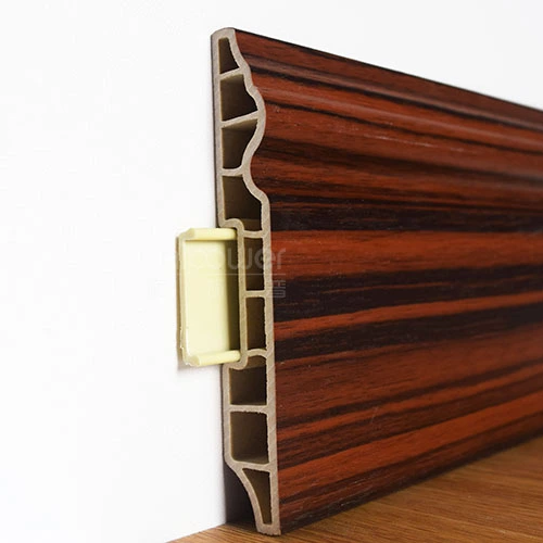 Material de PVC de fábrica Moldura de madera de plástico de plástico para pisos de piso